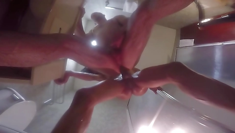 Ebony shemale gives him a black dick in the shower