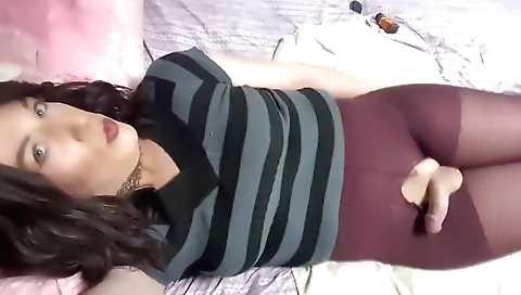 Skinny shemale enjoys pussy-fucking free for pleasure