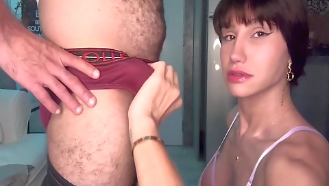 Big booty shemale gets ass fucked and fucked in mouth