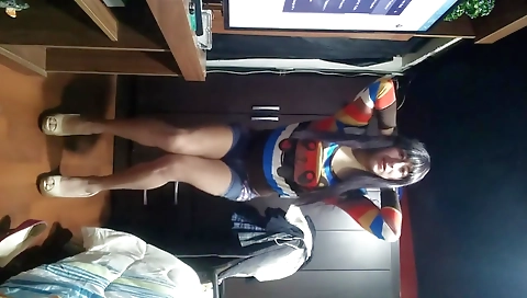 Latina amateur shemale fucks her boyfriend on the sofa