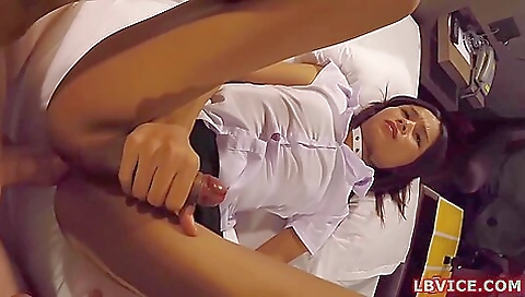 Asian brunette fucks a cock in her ass in POV xnxx