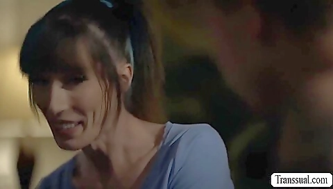 Busty brunette with a hot tattooed body takes her dick