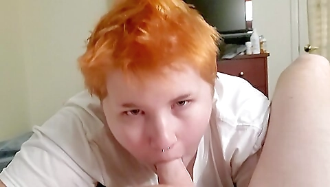 Red head with tattoos gets her mouth and pussy licked by her boyfriend