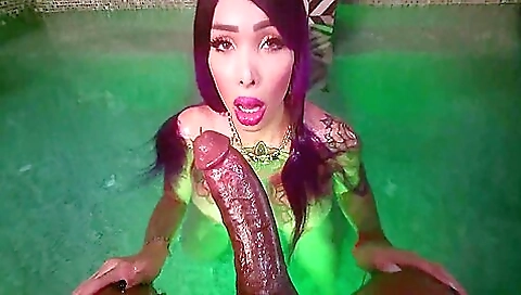 Tattooed bitch gets to play with her big black cock