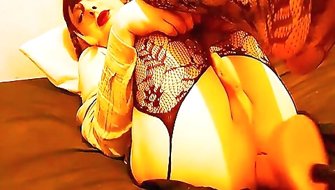 Sexy brunette with a cute ass and a nice ass shape takes her toy