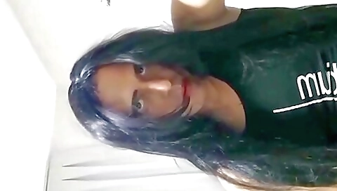 My gorgeous brunette ladyboy in stockings masturbating