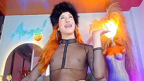 Red-haired hottie with small tits enjoys a solo porn video