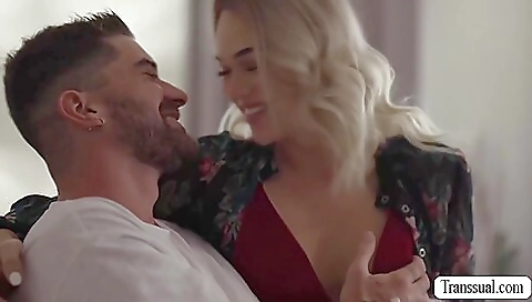 Blonde shemale with a big ass and a big booty in a hot step fantasy