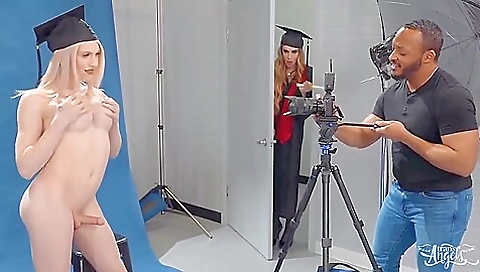 Blonde is getting her mouth and ass railed by her best friend