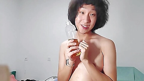 Asian teen with beautiful tits fucks in her sexy shoes