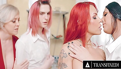 Horny porn actress gets fucked by a big busty nurse